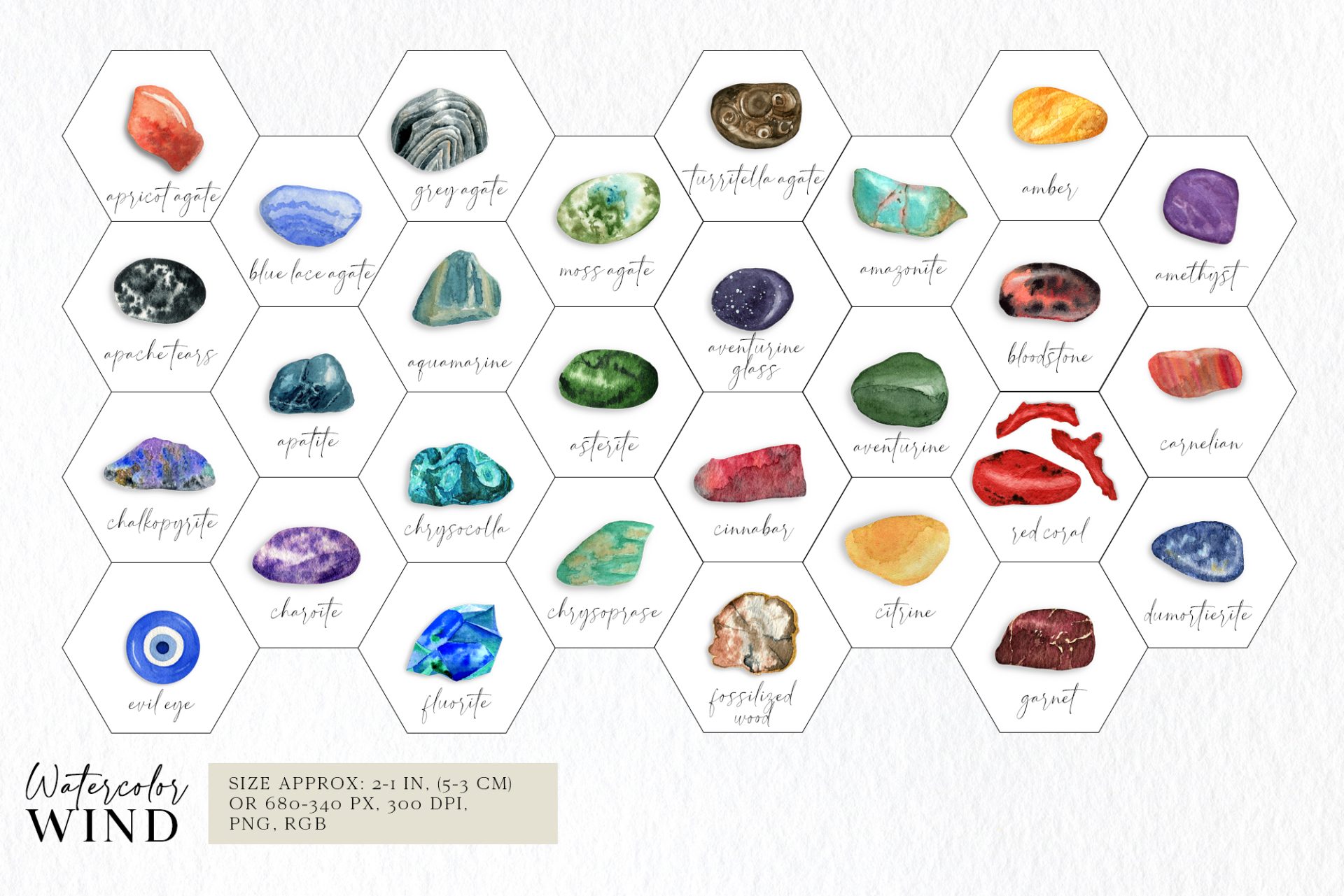Watercolor gemstone clipart, crystal jewelry clip art 2 Watercolor gemstone clipart, crystal jewelry clip art - Image 2