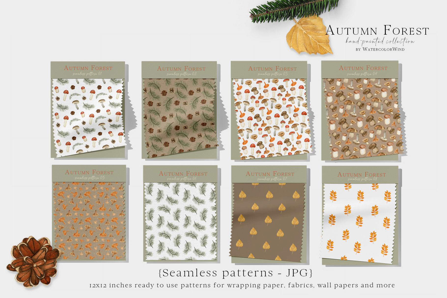 Fall forest mushrooms clip art, watercolor autumn clipart 3 Fall forest mushrooms clip art, watercolor autumn clipart - Image 3