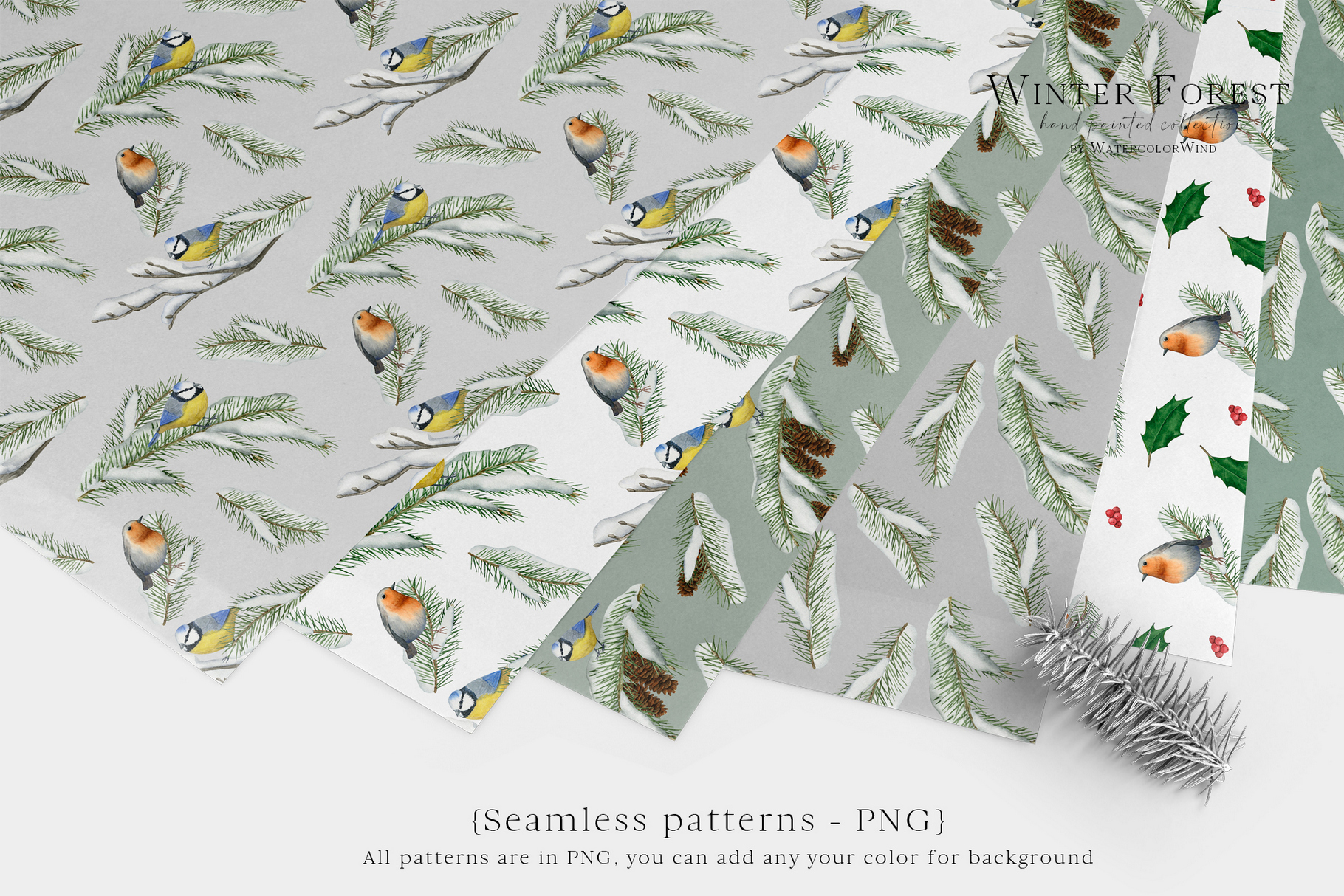 Watercolor Christmas Winter Forest Clip Art 9 Watercolor Christmas Winter Forest Clip Art - Image 9