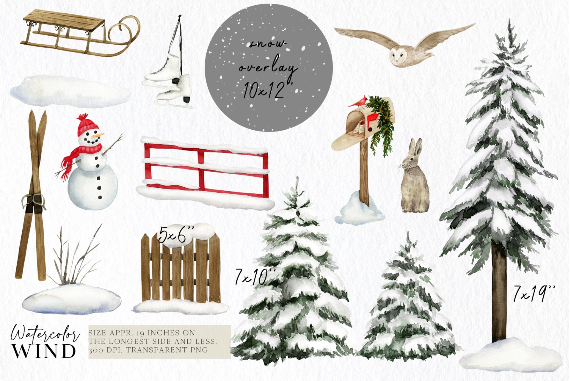 Christmas Forest Cabin Clip Art with Snow Covered Fir Trees 3 christmas clip art elements