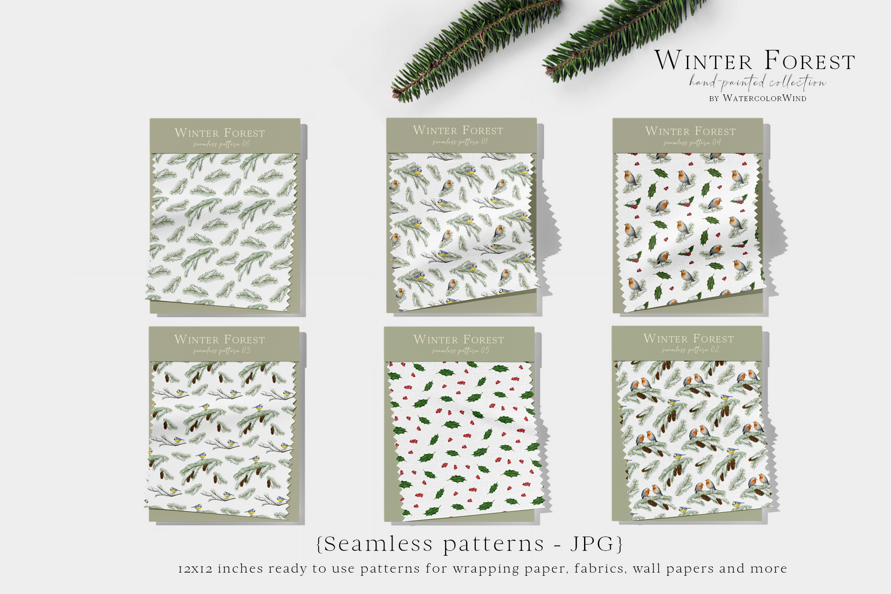 Watercolor Christmas Winter Forest Clip Art 7 Watercolor Christmas Winter Forest Clip Art - Image 7