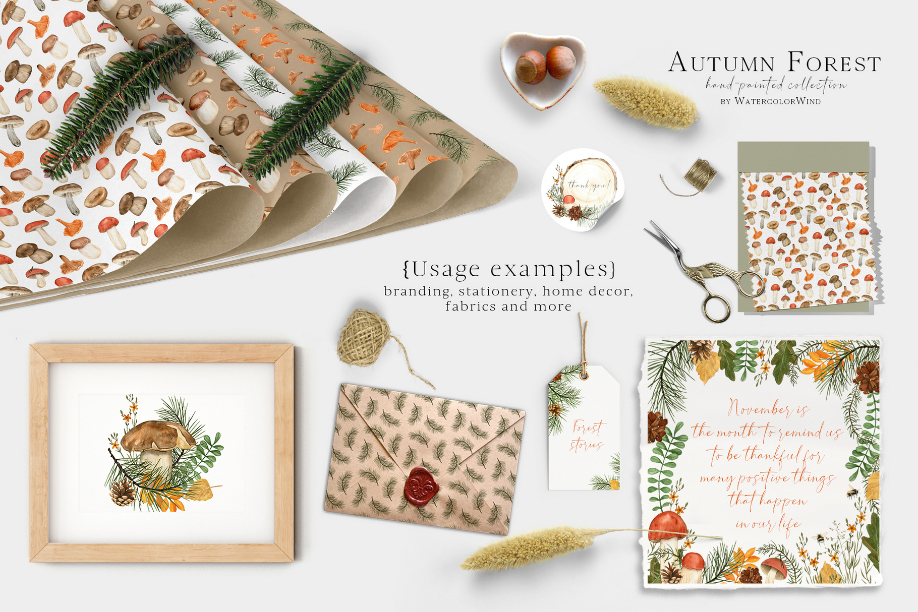 Fall forest mushrooms clip art, watercolor autumn clipart 2 Fall forest mushrooms clip art, watercolor autumn clipart - Image 2