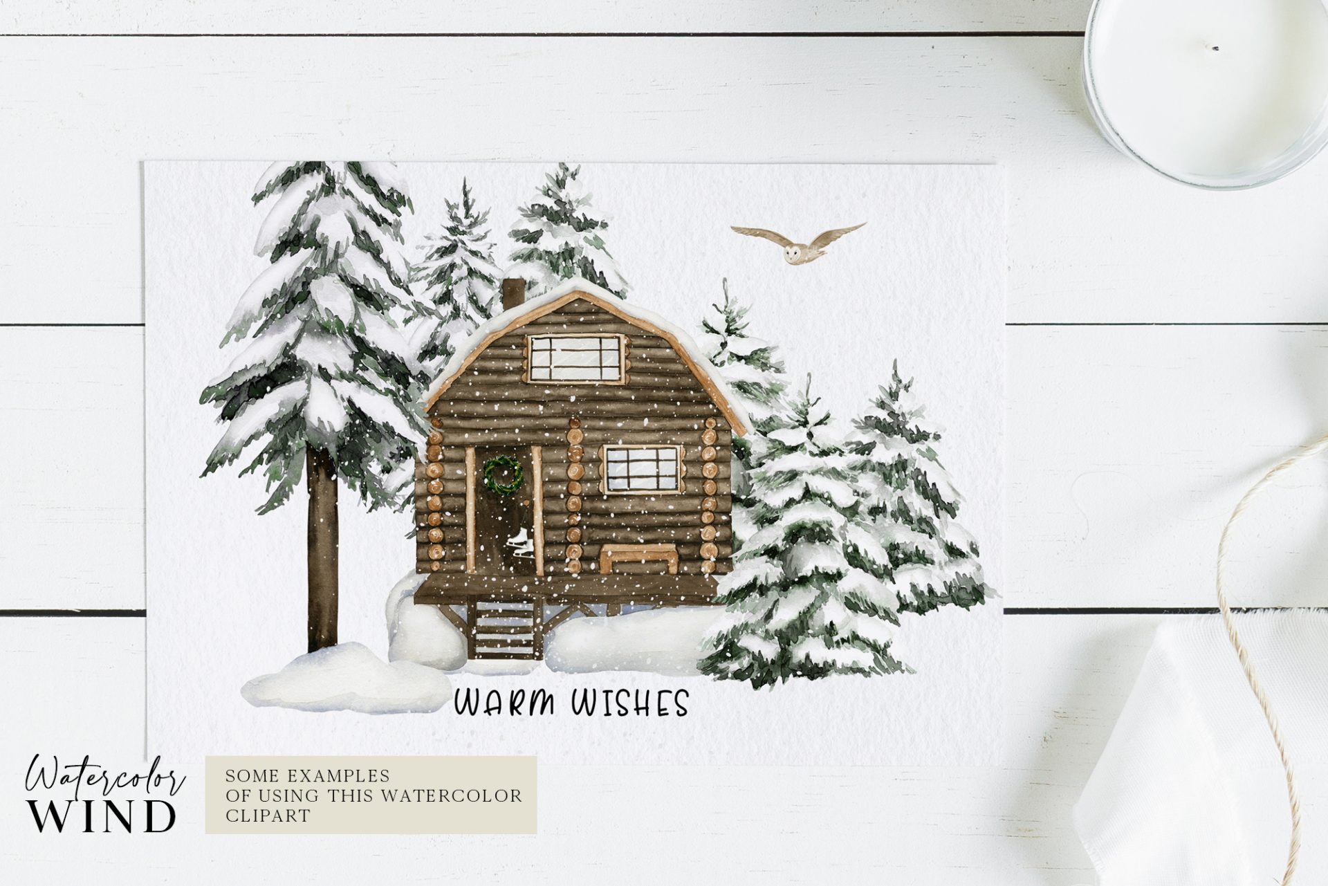 Christmas Forest Cabin Clip Art with Snow Covered Fir Trees 10 Christmas Forest Cabin Clip Art with Snow Covered Fir Trees - Image 10