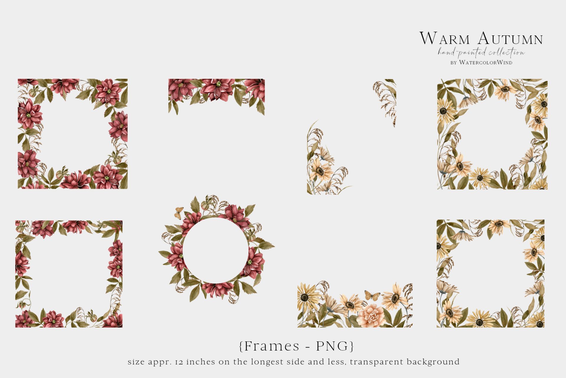 Fall Floral Watercolor Clip Art with Dahlia, Marigold Flowers 6 Fall Floral Watercolor Clip Art with Dahlia, Marigold Flowers - Image 6