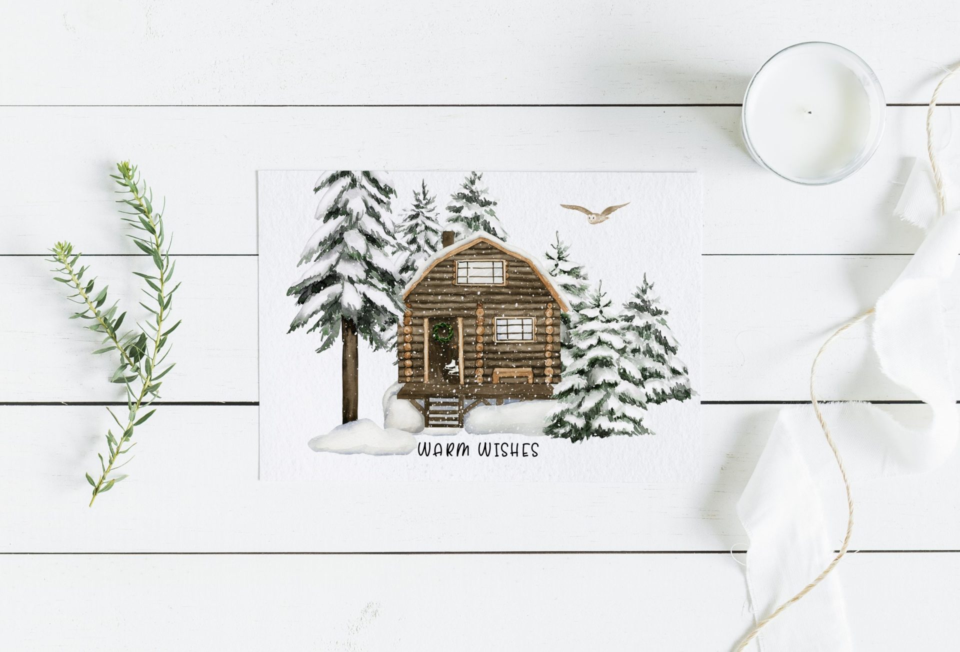Christmas Forest Cabin Clip Art with Snow Covered Fir Trees 9 Christmas Forest Cabin Clip Art with Snow Covered Fir Trees - Image 9