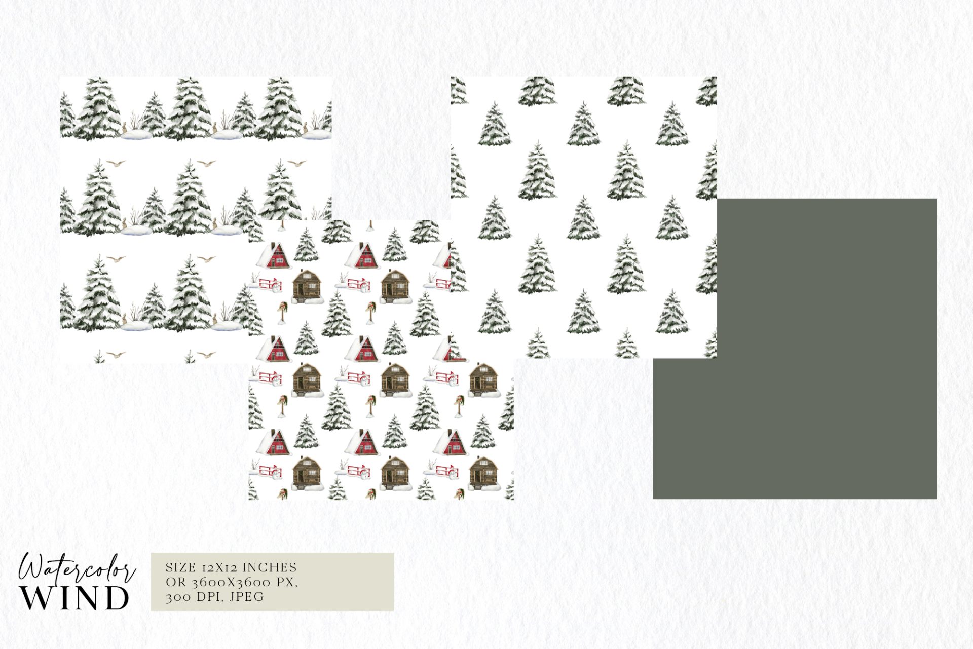Christmas Forest Cabin Clip Art with Snow Covered Fir Trees 4 Christmas Forest Cabin Clip Art with Snow Covered Fir Trees - Image 4