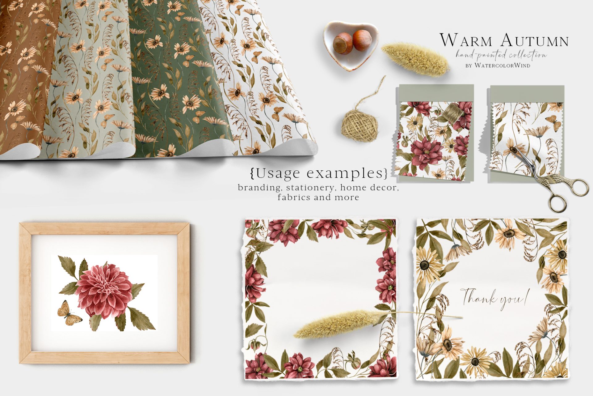 Fall Floral Watercolor Clip Art with Dahlia, Marigold Flowers 8 Fall Floral Watercolor Clip Art with Dahlia, Marigold Flowers - Image 8