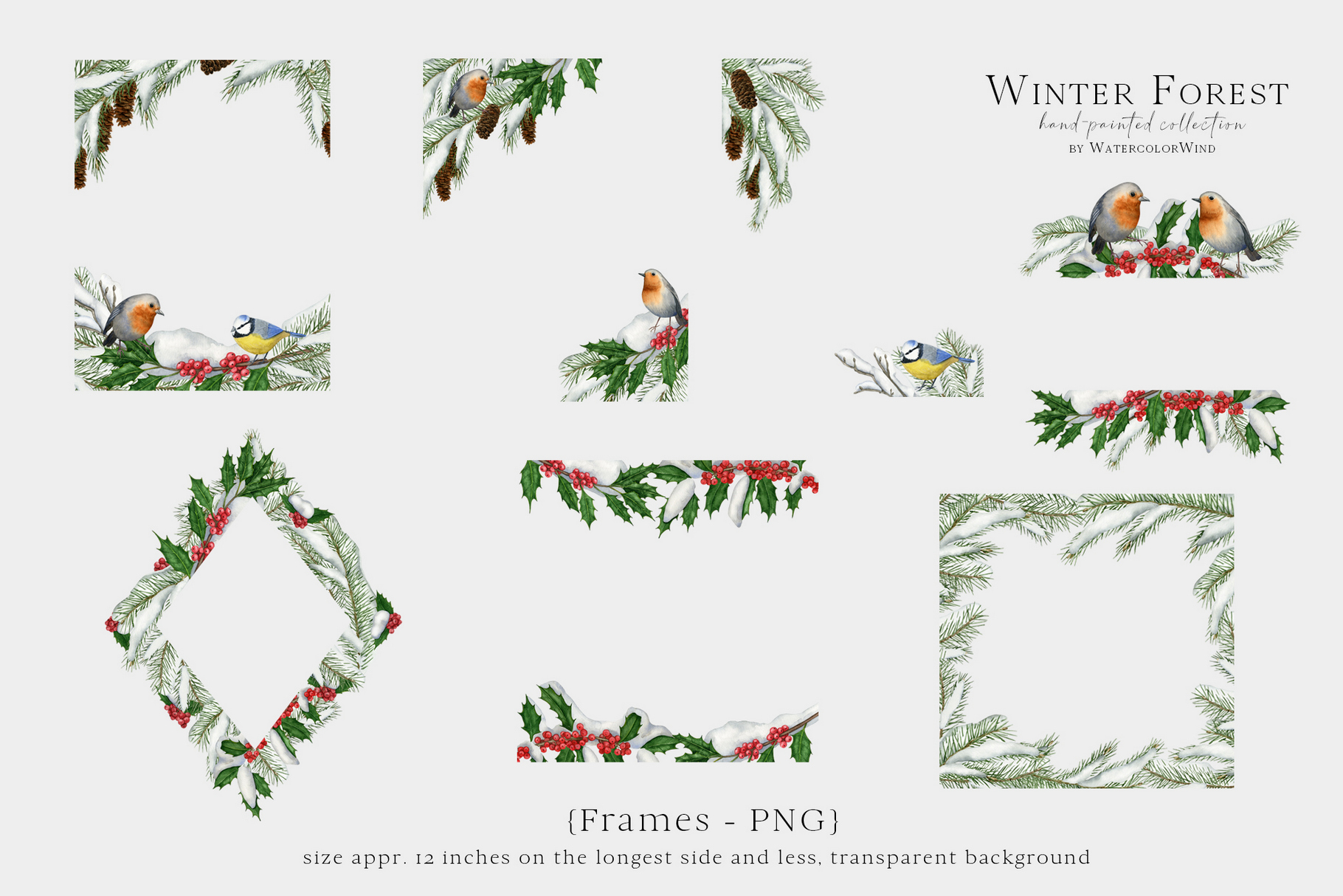 Watercolor Christmas Winter Forest Clip Art 6 Watercolor Christmas Winter Forest Clip Art - Image 6