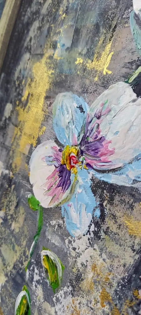 Floral interior painting 14*20" acrylic orchid by Yalozik 2 Floral interior painting 14*20" acrylic orchid by Yalozik - Image 2