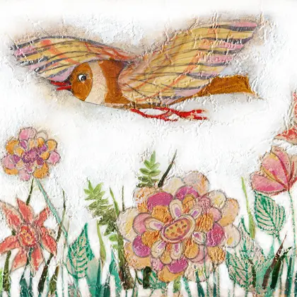 bird flower painting drawing