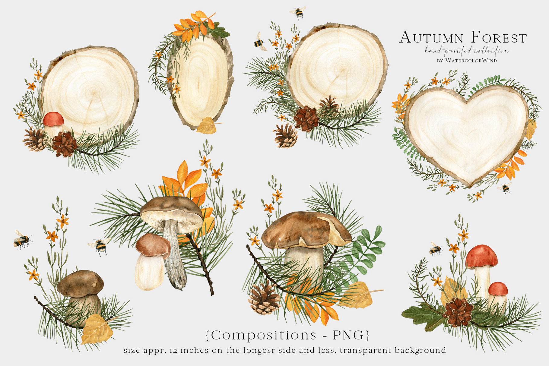 Fall forest mushrooms clip art, watercolor autumn clipart 8 Fall forest mushrooms clip art, watercolor autumn clipart - Image 8
