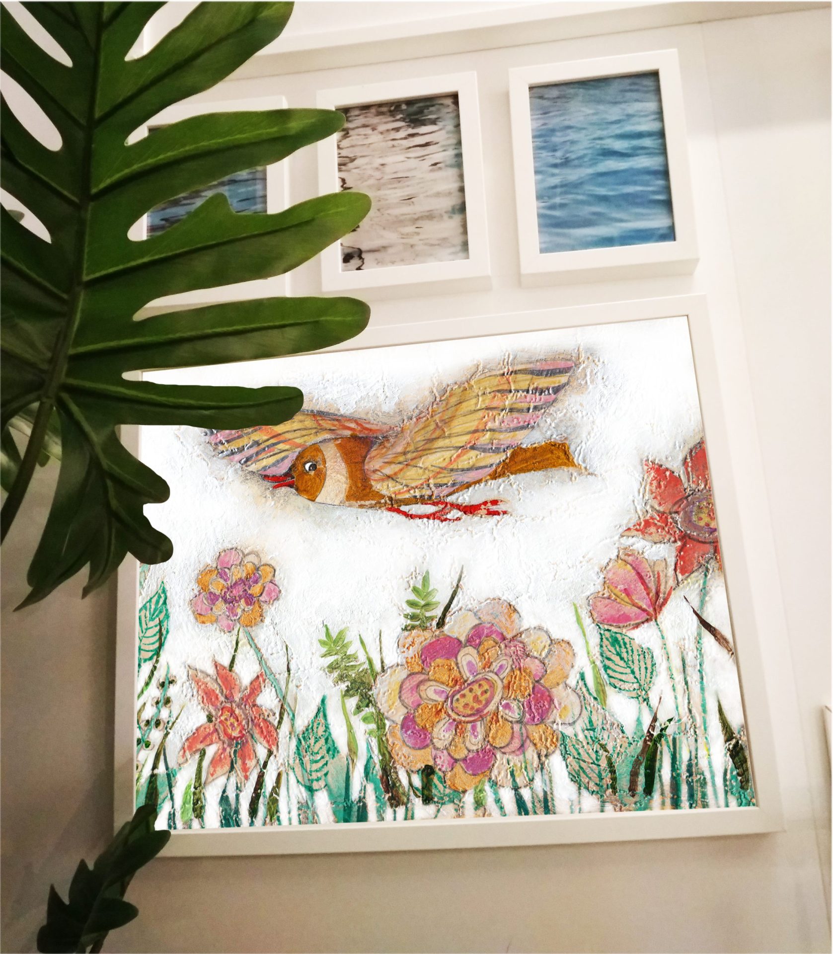 Bird flower painting drawing Floral digital art 3 bird flower painting drawing