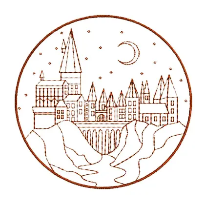 Castle Embroidery Outline Machine Designs