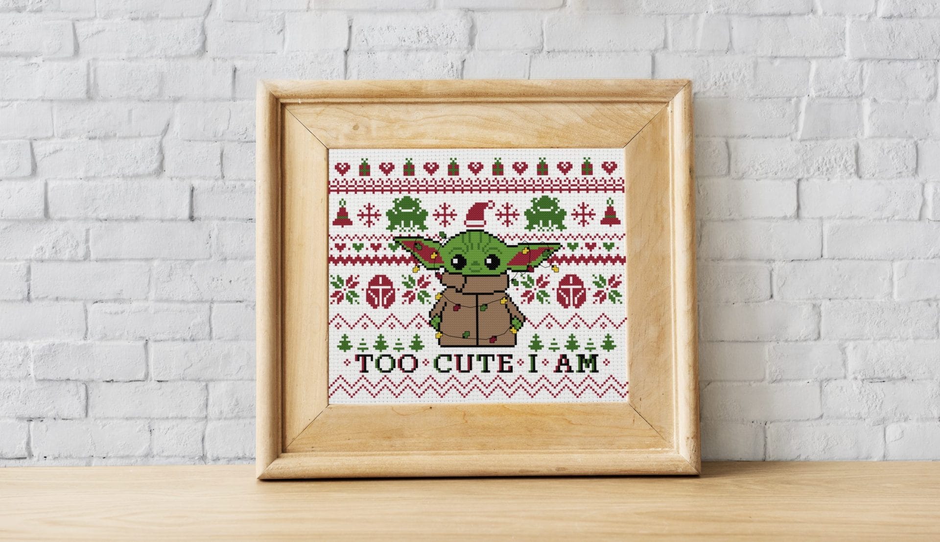 Christmas Baby Yoda cross stitch pattern PDF. 1 Christmas Baby Yoda cross stitch pattern