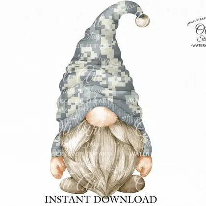 Army gnome, camouflage gnome, digital clipart png, сute character