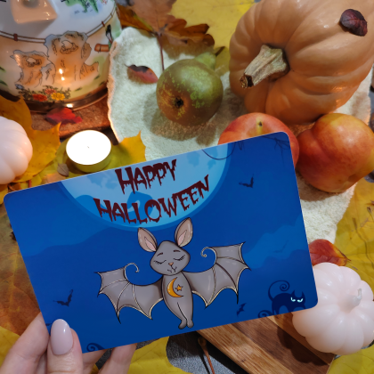 Postcard "Happy Halloween from the bat"
