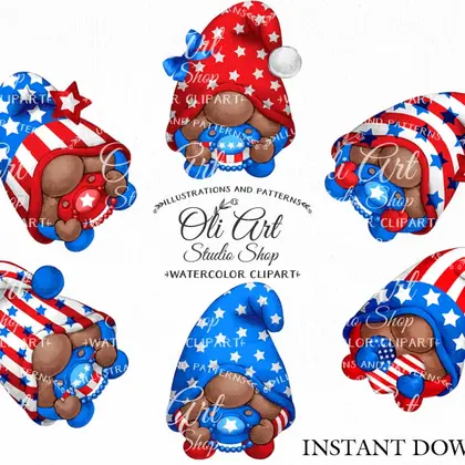 Patriotic Gnomes PNG clipart Cute Baby 4th Of July Independence Day