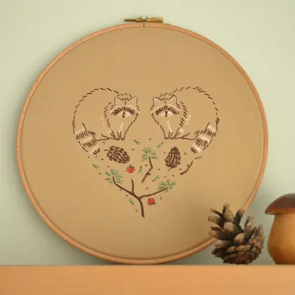 Raccoons hand embroidery pattern