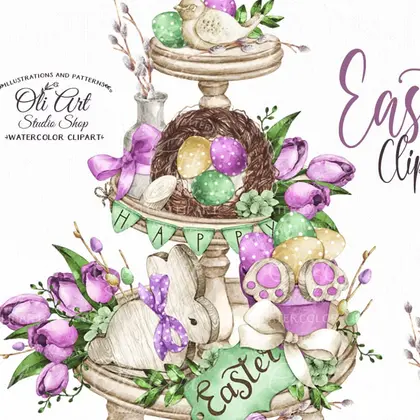 Easter clipart, Easter Bunny Tiered Tray Design