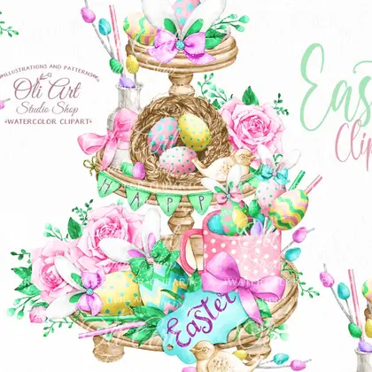 Easter clipart PNG, Easter Bunny Tiered Tray Design