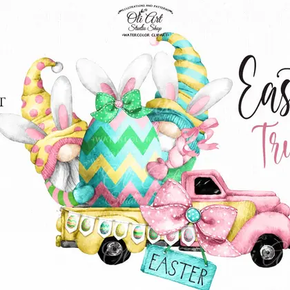 Easter Gnomes, Eggs Clipart, Eggs truck png, Cute Bunny Ears