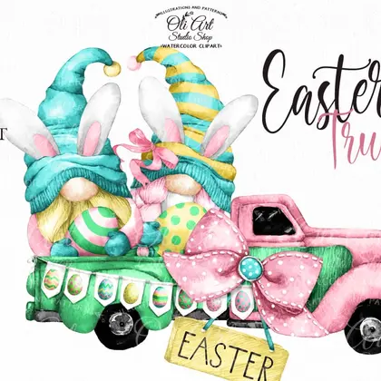 Easter Gnomes, Eggs Clipart, Eggs truck png, Cute Bunny Ears