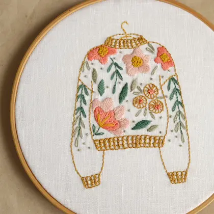 Sweater embroidery for hoop
