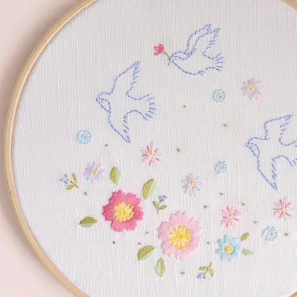 Spring birds hand embroidery pattern PDF. NaiveNeedle