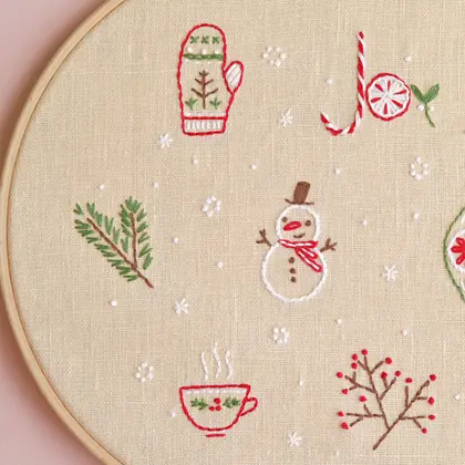 Christmas hand embroidery pattern PDF. Snowman embroidery