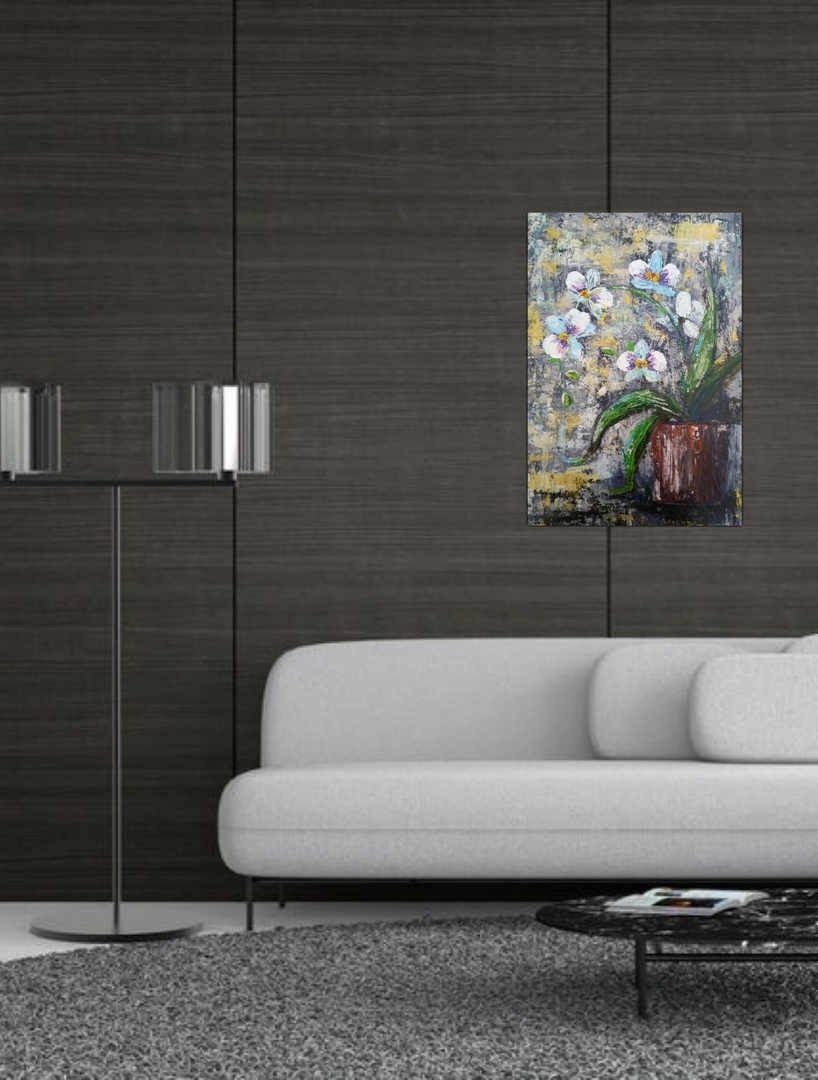 Floral interior painting 14*20" acrylic orchid by Yalozik 9 Floral interior painting 14*20" acrylic orchid by Yalozik - Image 9