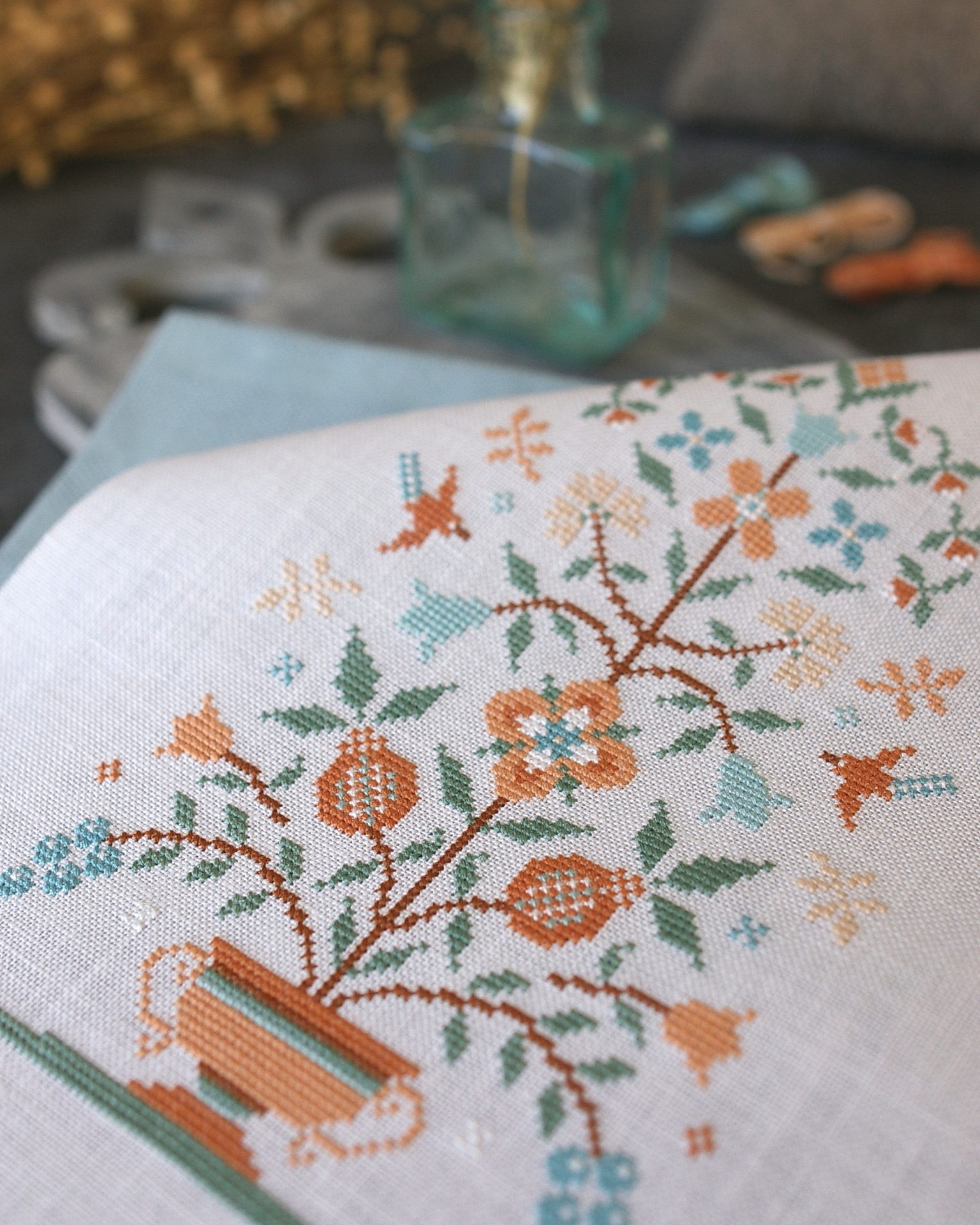 Pomegranates and bellflowers, PDF primitive cross stitch pattern 5 Pomegranates and bellflowers, PDF primitive cross stitch pattern - Image 5