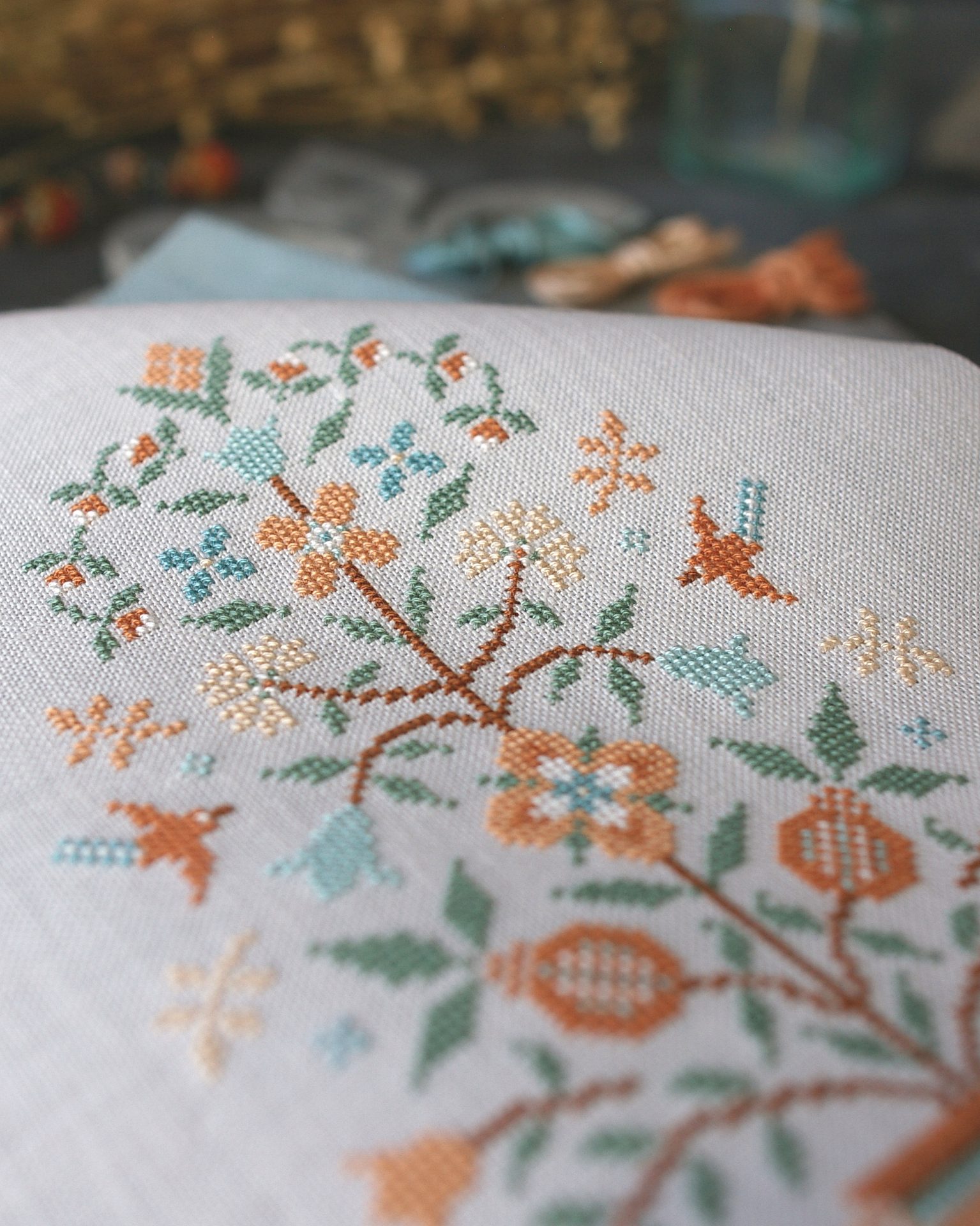 Pomegranates and bellflowers, PDF primitive cross stitch pattern 6 Pomegranates and bellflowers, PDF primitive cross stitch pattern - Image 6
