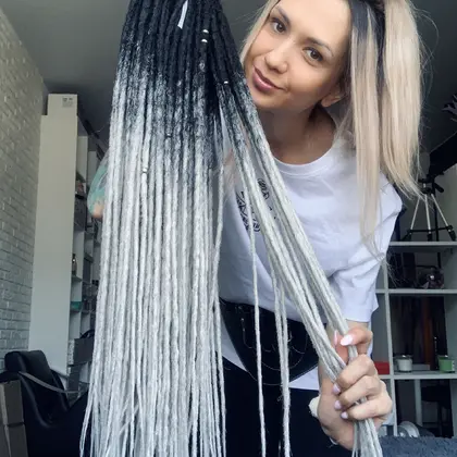 Black to gray ombre dreadlocks extensions