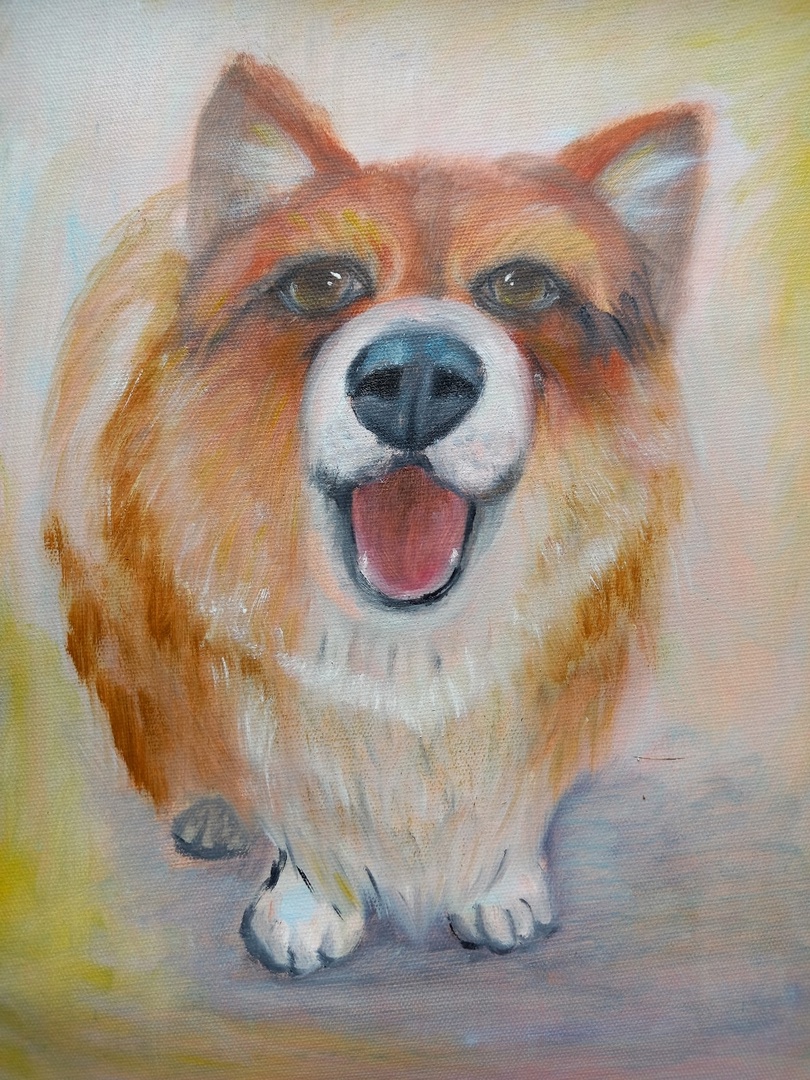 Corgi pet portrait 13.5*10.5" dog oil on canvas by Yalozik 2 Corgi pet portrait 13.5*10.5" dog oil on canvas by Yalozik - Image 2