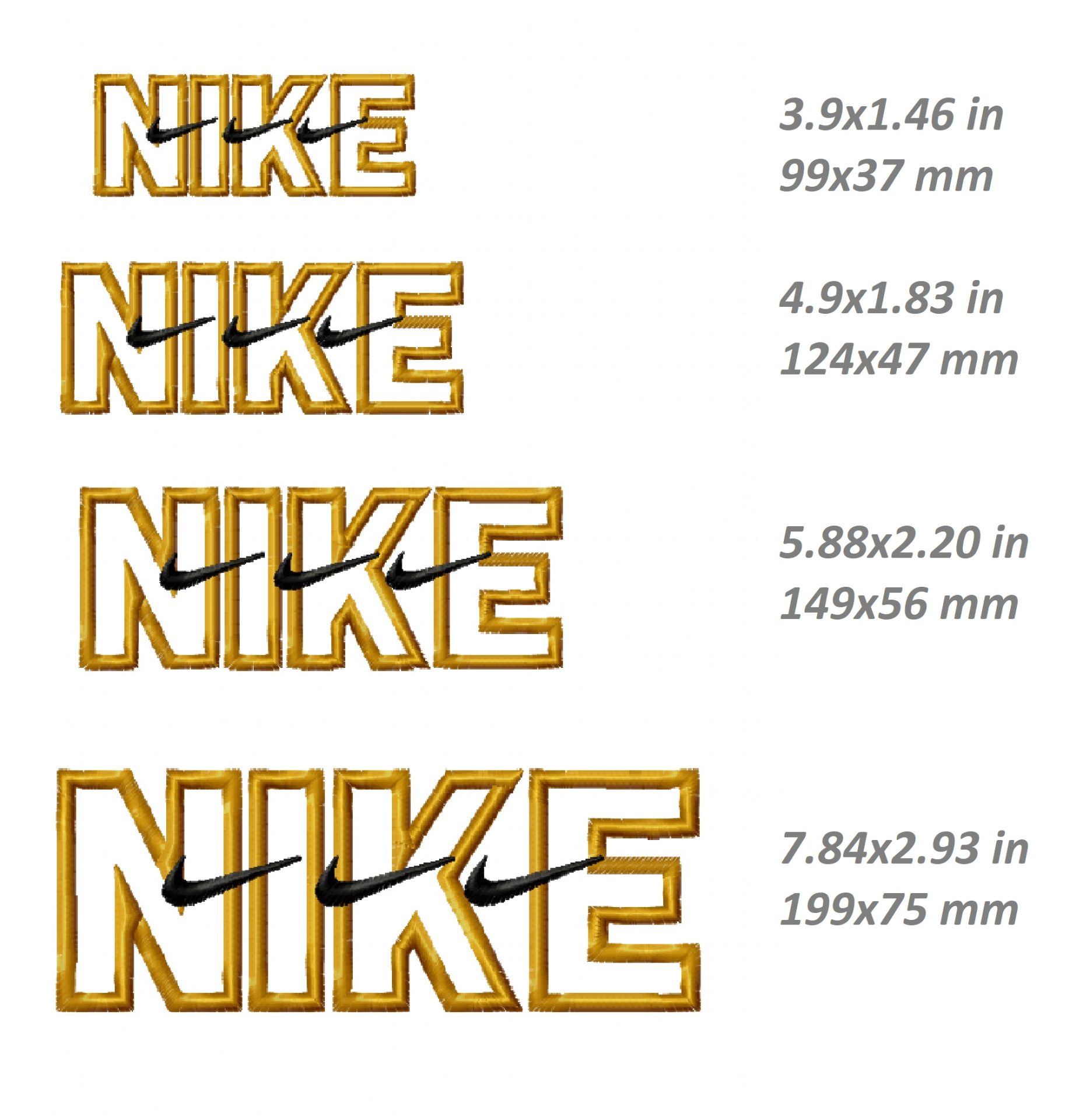 Nike Embroidery Design, swooshes machine files DST PES, 4 sizes 2 Nike Embroidery Design, swooshes machine files DST PES, 4 sizes - Image 2