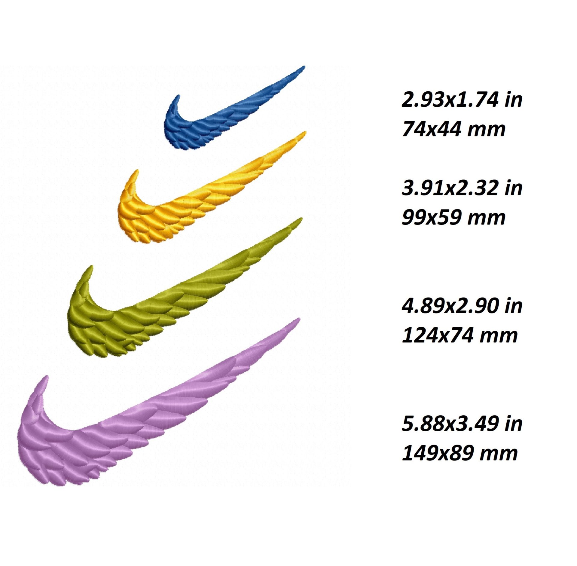 Nike wing Embroidery Design, Kyrie NBA swoosh file DST PES, size 2 Nike wing Embroidery Design, Kyrie NBA swoosh file DST PES, size - Image 2