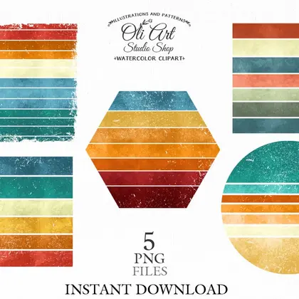 Retro Vintage Sunsets. Retro Sunset Clipart. Vintage sunset png.