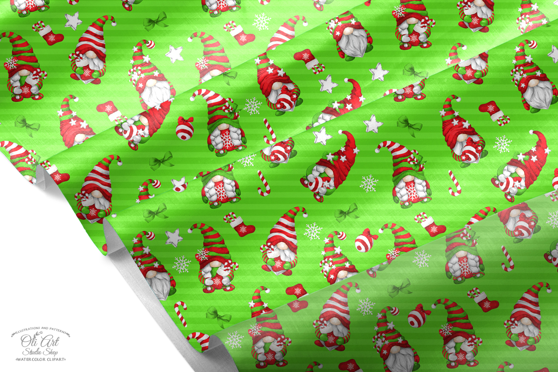 Seamless patterns Christmas gnomes Happy holidays. Xmas clipart 3 Seamless patterns Christmas gnomes Happy holidays. Xmas clipart - Image 3