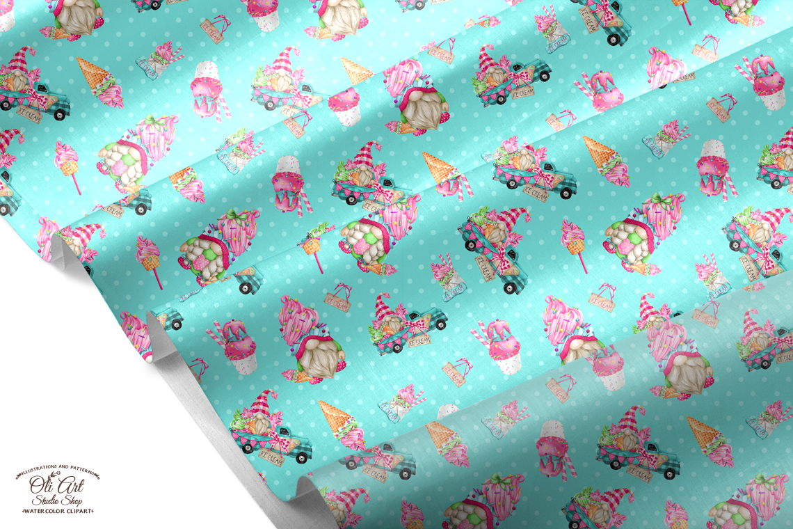 Download Seamless patterns. Gnomes & ice cream Digital paper truck 3 Download Seamless patterns. Gnomes & ice cream Digital paper truck - Image 3