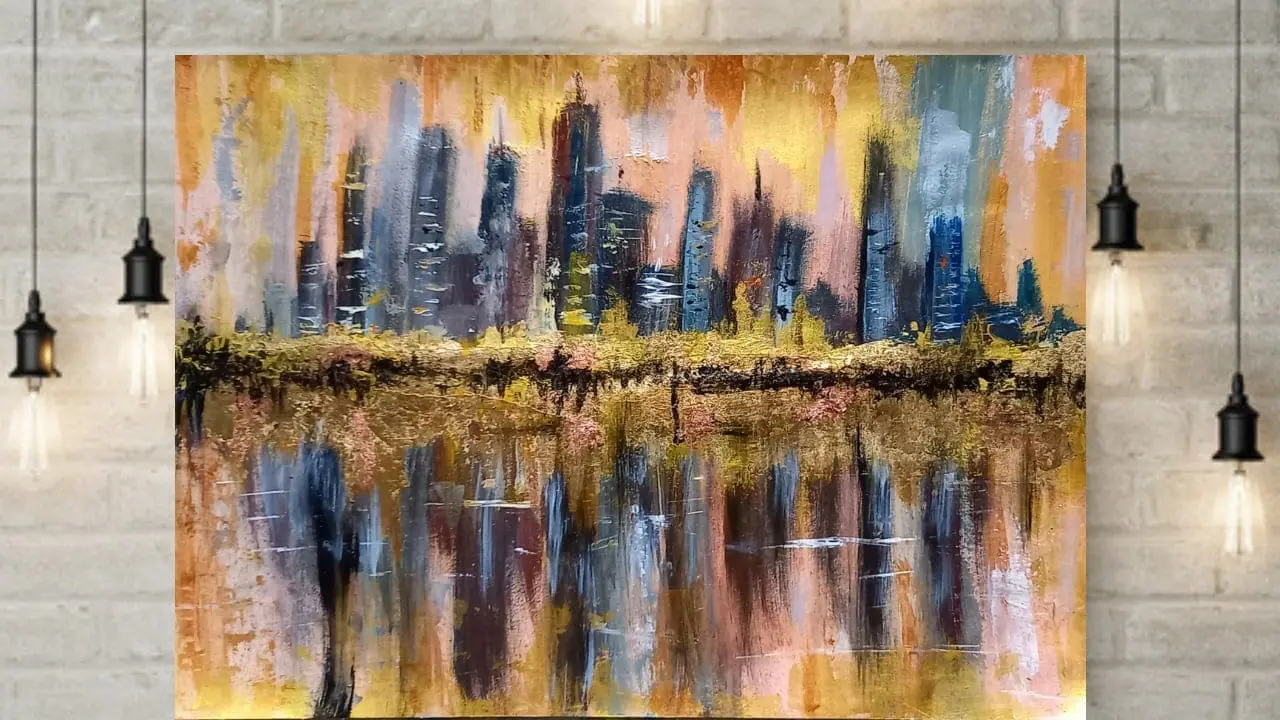 New York city painting 16*23" gold decor by Yalozik 3 New York city painting 16*23" gold decor by Yalozik - Image 3