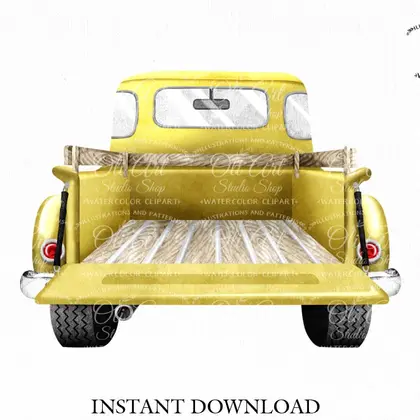 Pickup truck png, digital clip art, vintage truck, retro trucks