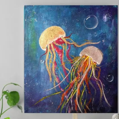 Jellyfish painting on canvas 14*16" interior potal Yalozik