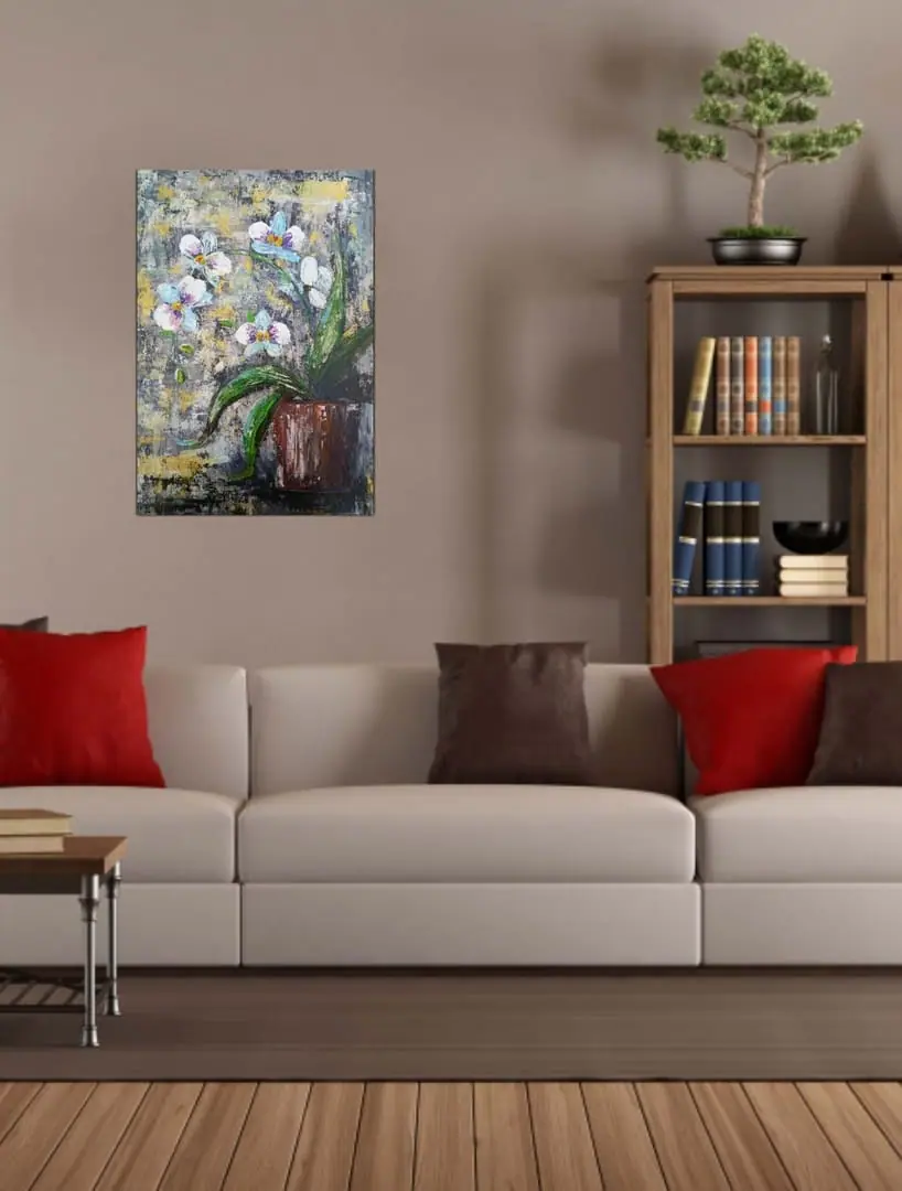 Floral interior painting 14*20" acrylic orchid by Yalozik 10 Floral interior painting 14*20" acrylic orchid by Yalozik - Image 10