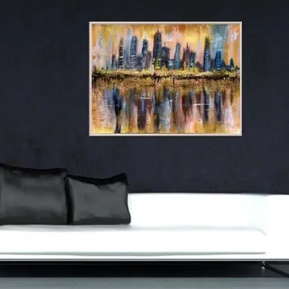New York city painting 16*23" gold decor by Yalozik