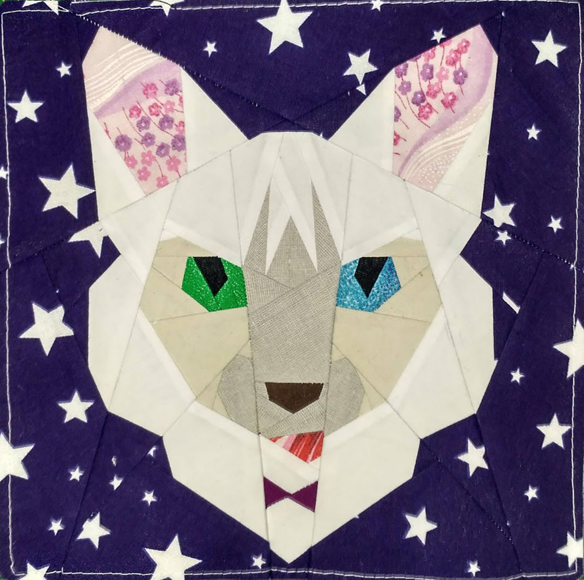 10in Cat Quilt Block PDF Pattern (4 versions) Paper Piecing 4 12in Cat Quilt Block Pattern