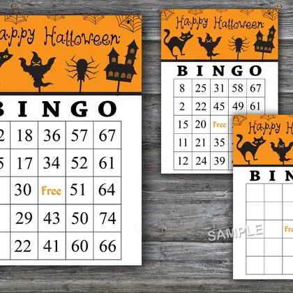 Halloween bingo cards, 60 Printable card, DOWNLOAD-41