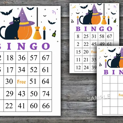Halloween bingo cards, 60 Printable card, DOWNLOAD-42