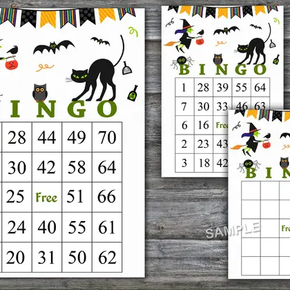 Halloween bingo cards, 60 Printable card, DOWNLOAD-39