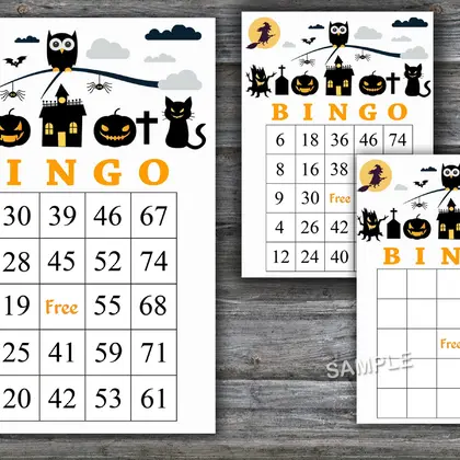 Halloween bingo cards, 60 Printable card, DOWNLOAD-43