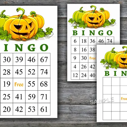Halloween bingo cards, 60 Printable card, DOWNLOAD-48